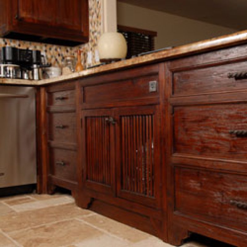 Teak Wood Kitchen Cabinets